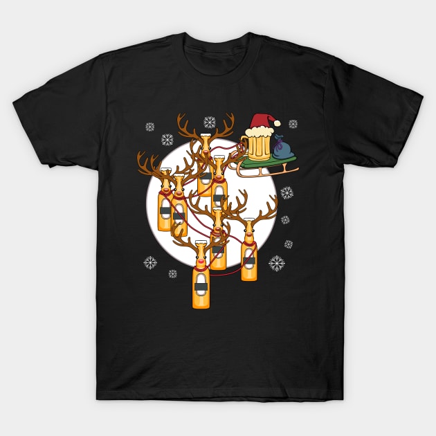 Reinbeer Christmas Santa Claus Reindeer Beer T-Shirt by MGO Design